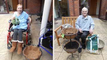 Pudsey care home Residents enjoy some spring gardening
